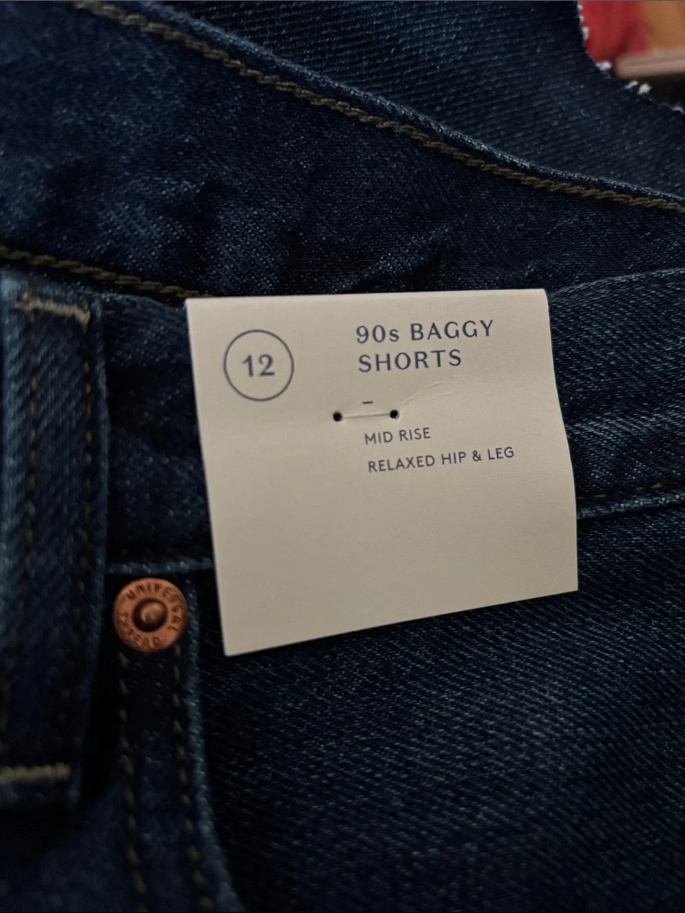 Universal Thread Women's Mid-Rise 90's Baggy Denim Shorts Dark Wash Size 12 new